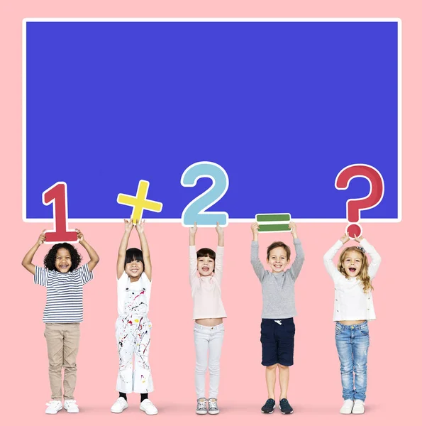 Cheerful Diverse Kids Learning Mathematics — Stock Photo, Image