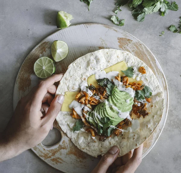 Homemade mushroom quesadilla food photography recipe idea