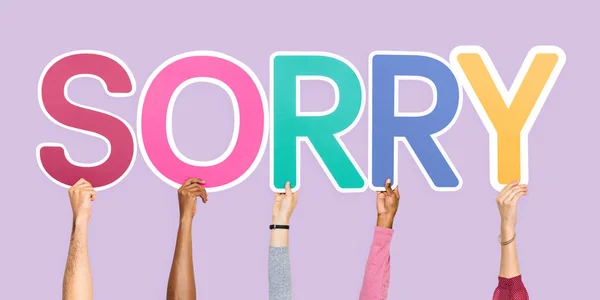 Hände Die Das Wort Sorry Halten — Stockfoto