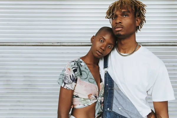 African American Couple Posing Wall — Stock Photo, Image