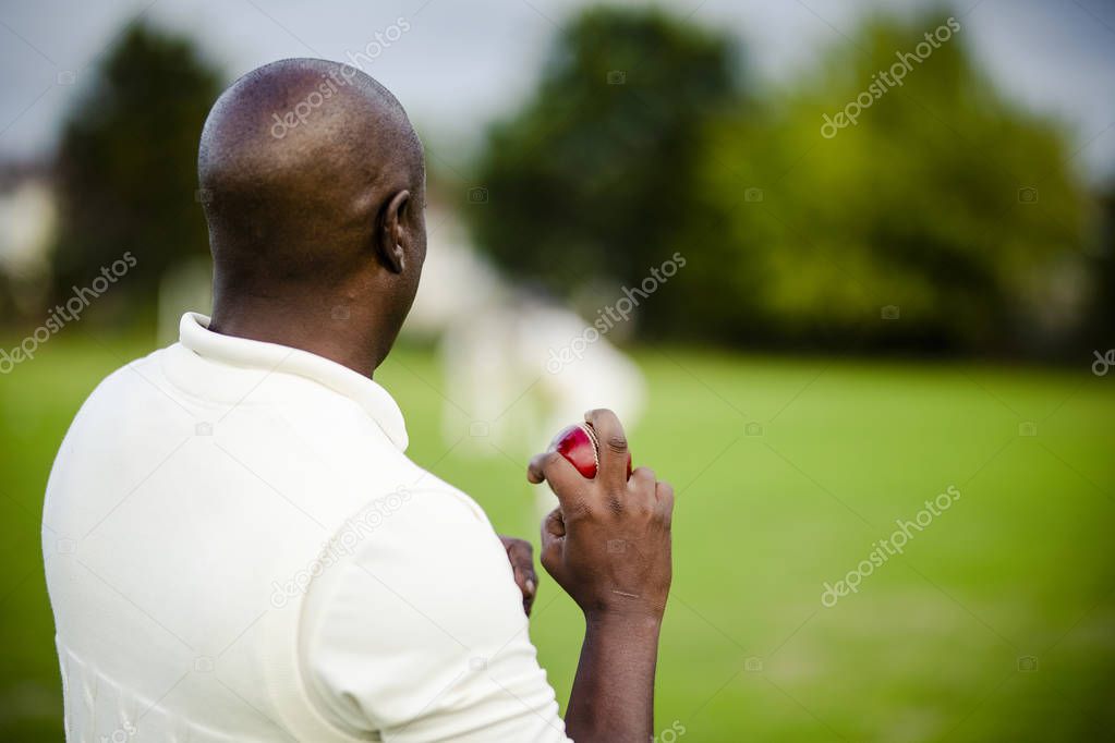 Cricket bowler ready to pitch the ball