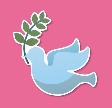 Bu barış işareti bir bitki simgesi ile güvercin