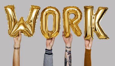 Eller iş balonlar word gösterilen