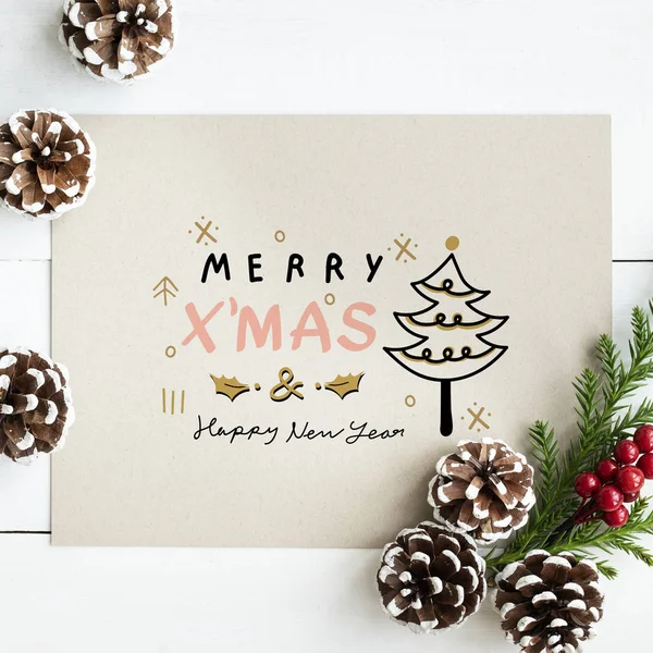 Merry Mas Happy New Year Card Mockup — Stock Photo, Image