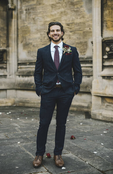 Handsome groom on his wedding day