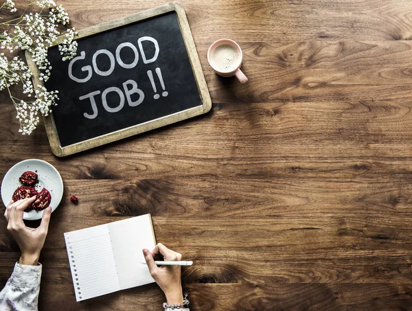 Gute Arbeit Auf Einer Tafel Geschrieben — Stockfoto