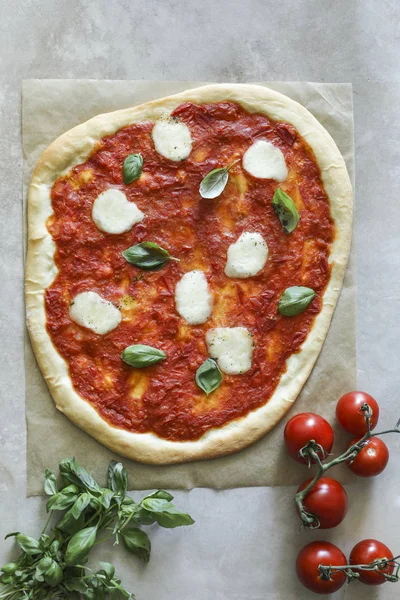 Yapımı Vejetaryen Margherita Pizza Fotoğrafı — Stok fotoğraf