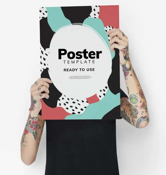 Nascondersi Dietro Colorato Poster Mockup — Foto Stock