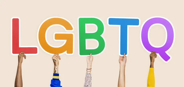 Handen Met Afkorting Lgbtq — Stockfoto