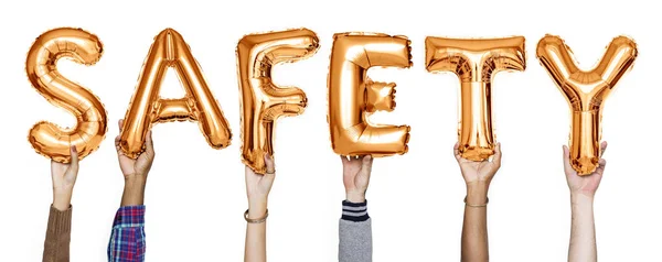 Orange Alphabet Balloons Forming Word Safety — Stock Photo, Image