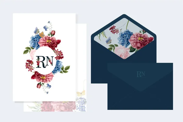 Florale Einladungskarte Attrappe Illustration — Stockfoto