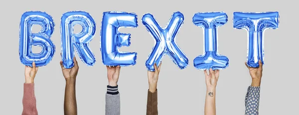 Mains Tenant Mot Brexit Lettres Ballon — Photo