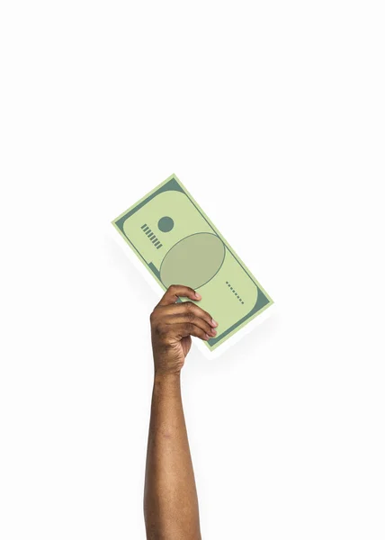 Hand Holding Cash Money Cardboard Prop — Stock Photo, Image
