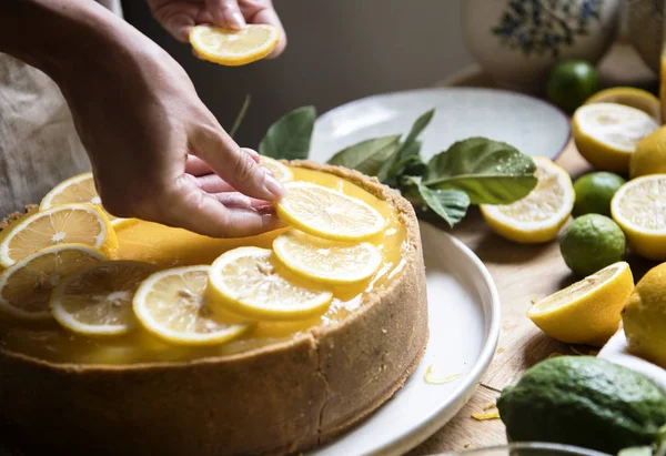 Lemon Chessescake Cibo Fotografia Ricetta Idea — Foto Stock