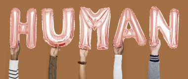 Balonlar kelime gösteren eller