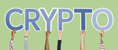 Kelime şifre oluşturan mavi mektupları holding eller