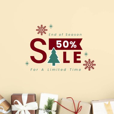 % 50 Noel satış işareti mockup