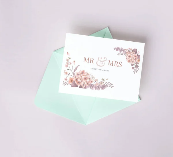 Bruiloft Uitnodiging Met Envelop Mockup — Stockfoto