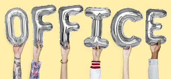 Hands Showing Office Balloons Word — Stock Photo, Image