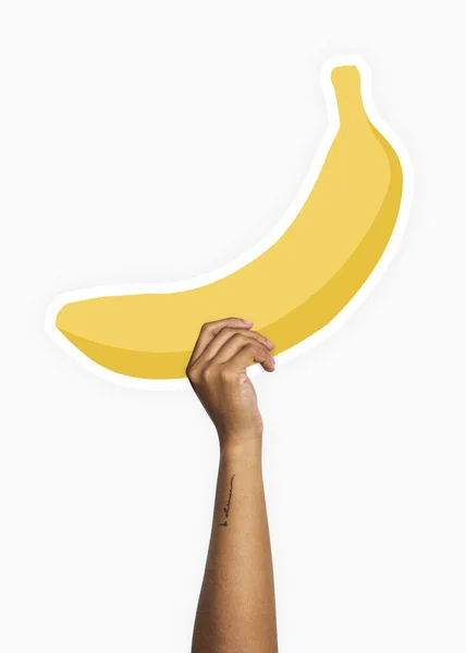 Рука Тримає Банановий Картонний Пропан — стокове фото