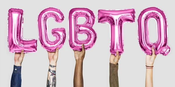 Pink Alphabet Balloons Forming Word Lgbtq — Stock Photo, Image