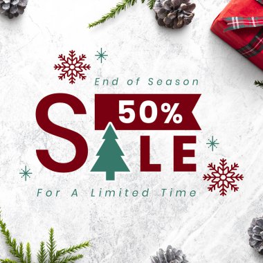 % 50 Noel satış işareti mockup
