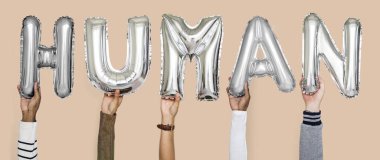 Balonlar kelime gösteren eller