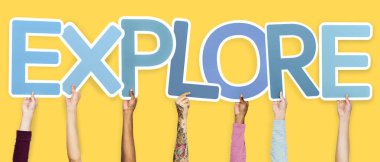 Kelime holding çeşitli eller keşfetmek