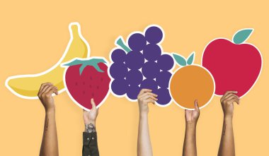 Meyve clipart birtakım holding eller 