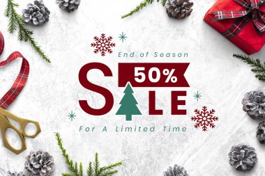 % 50 Noel satış işareti mockup