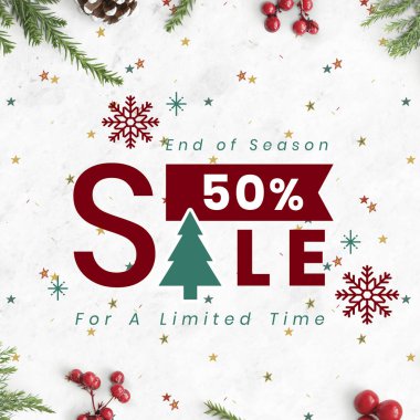 % 50 Noel satış işareti mockup