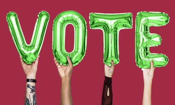 Les Ballons Alphabet Vert Formant Mot Vote — Photo