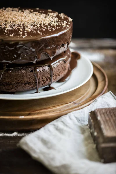 Chocolate Cake Food Photography Recipe Idea — Stock Photo, Image