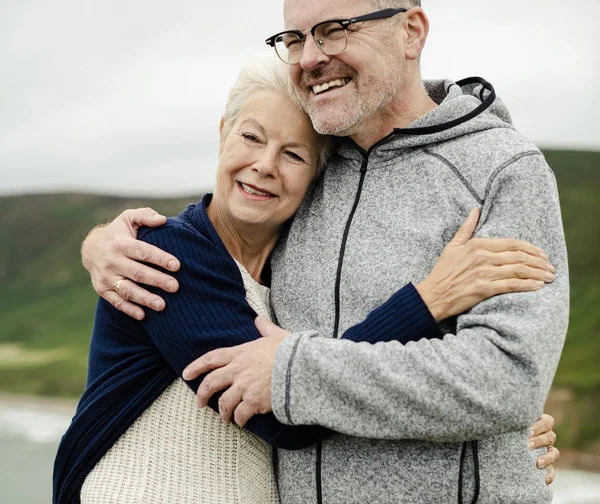 Happy Senior Couple Hugging Each Other — Stock Photo, Image