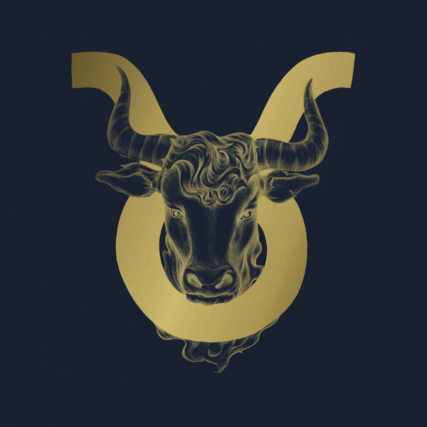 Hand drawn horoscope symbol of Taurus illustration