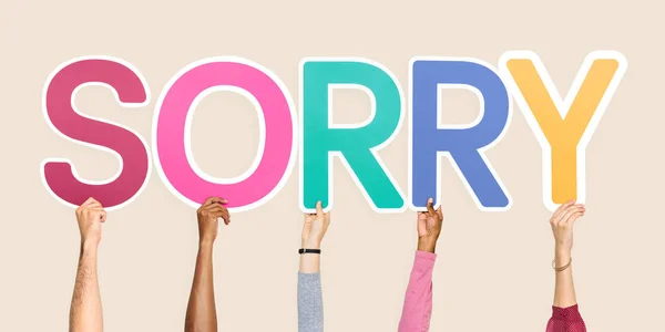 Hände Die Das Wort Sorry Halten — Stockfoto