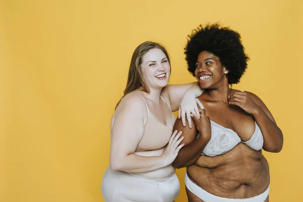 Confident diverse women with curvy bodies