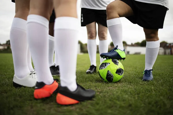 Grupo Jogadoras Futebol Feminino Campo — Fotografia de Stock