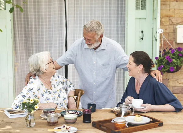 Family Having Tea Afternoon Home — Stock Photo, Image