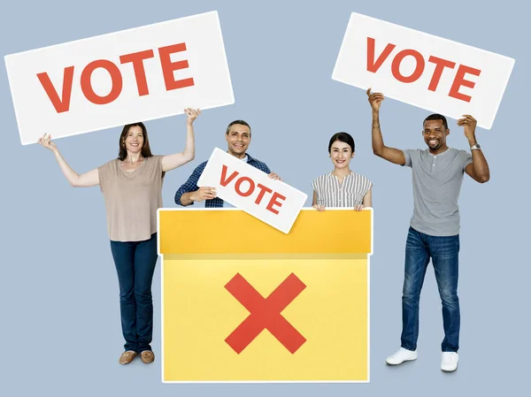 Diverse People Holding Vote Signboards — Stock Photo, Image
