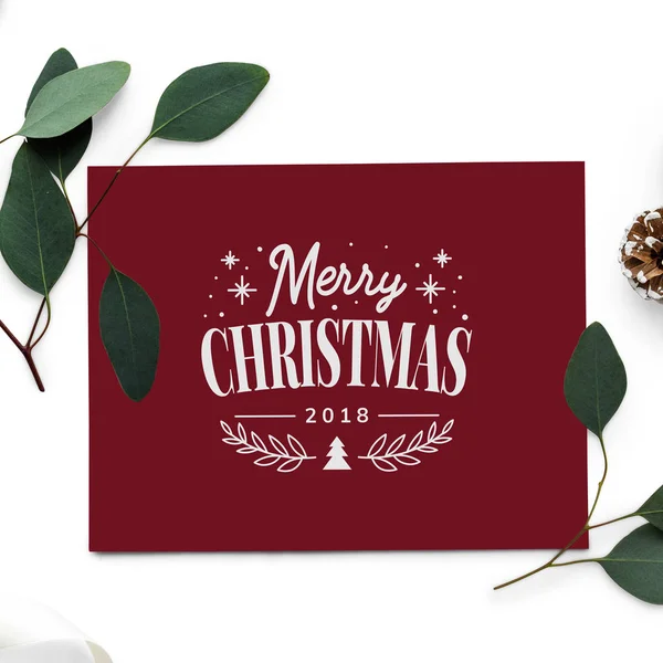 Merry Christmas 2018 Greeting Card Mockup — Stock Photo, Image