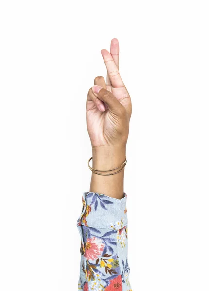 手の交差指ジェスチャ — ストック写真