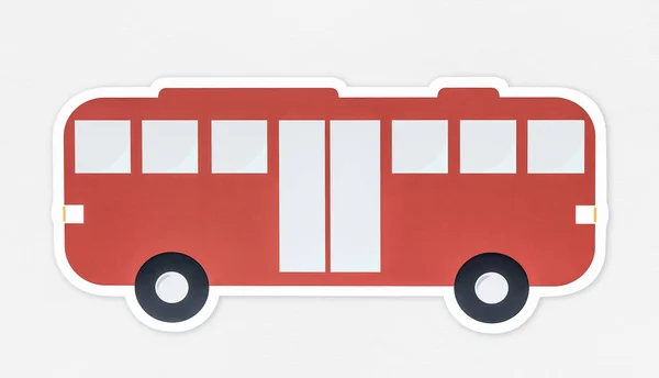 赤バスのアイコンの側面図 — ストック写真