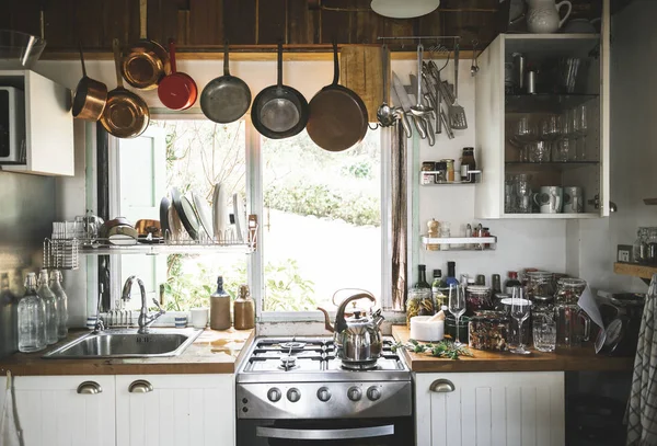 Εσωτερικό Κουζινών Ένα Ζεστό Σπίτι — Φωτογραφία Αρχείου