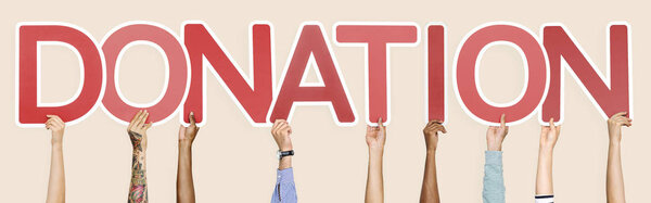 Red letters forming the word donation