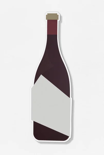 Şarap Cam Şişe Simgesine Izole — Stok fotoğraf