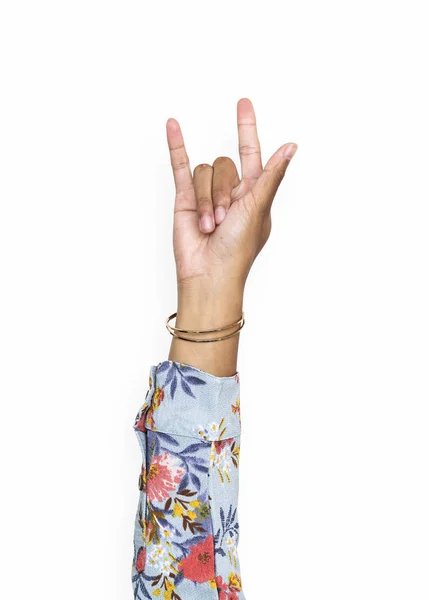Ręka Gestykulacji Kocham Cię Ręka Znak — Zdjęcie stockowe