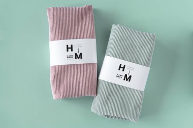 El yapımı kumaş moda logo mockup