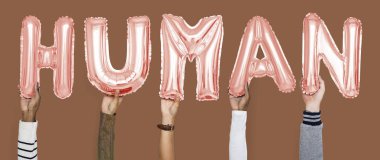 Balonlar kelime gösteren eller