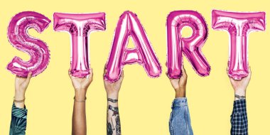 Başlangıç sözcük balonu holding eller